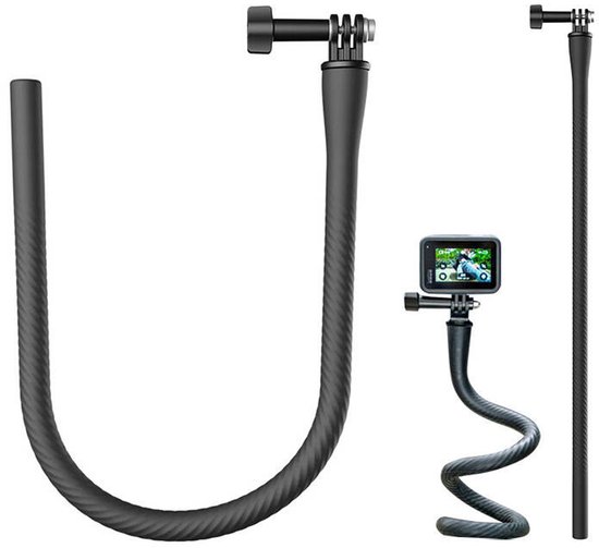 Une perche à selfie flexible en forme de U et une perche à selfie courbée avec fixation GoPro.