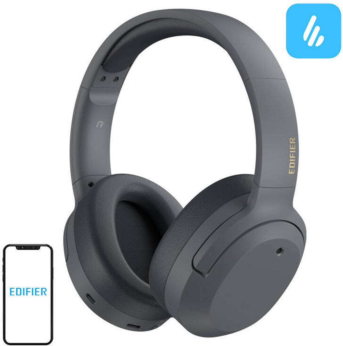 Edifier W820NB - Draadloos Over-Ear koptelefoon - Grijs