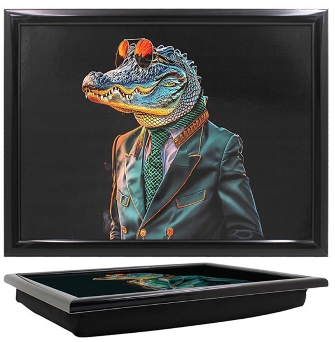 L&P- Laptray - Schoottafel - Schootkussen - Laptoptafel - Dienblad met kussen - Krokodil Chic - 44x33x6 cm