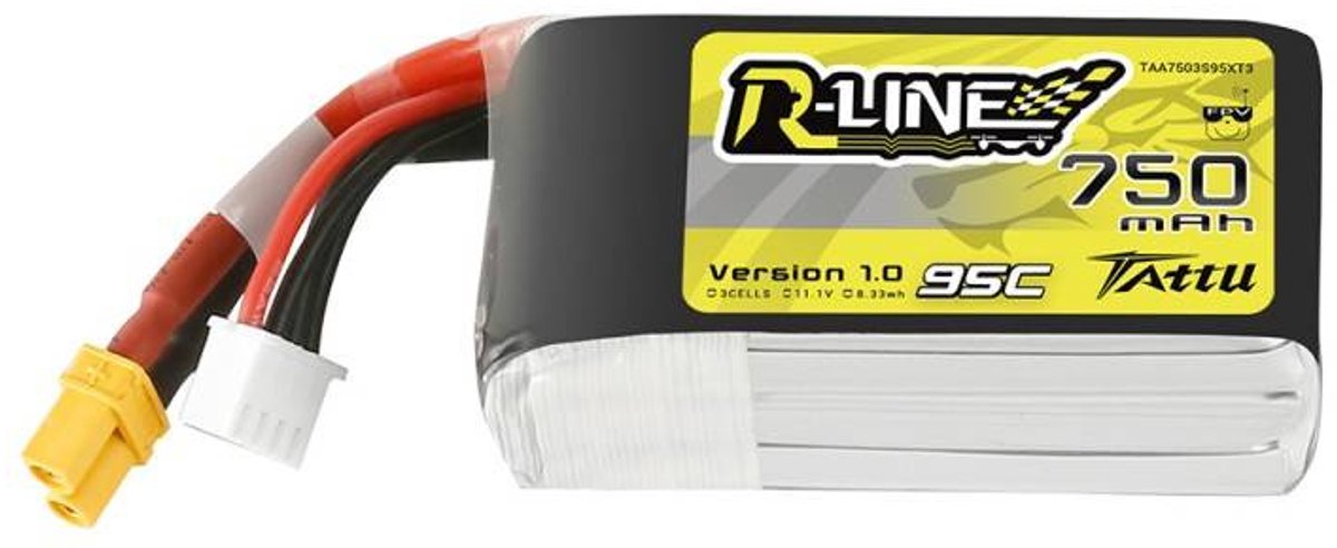 Tattu LiPo accupack 11.1 V 750 mAh Aantal cellen: 3 95 C Softcase