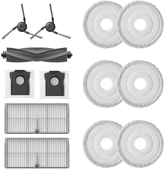 Ersatzzubehör für Dreame Mova P50 Pro Ultra/ X40 Ultra/ X40 Pro/ X40 Ultra Complete/ L40 Ultra Vacuum, 1 Rolle 4 Seitenbürsten, 4 Filter, 4 Wischtücher, 4 Staubbeutel, 18 Stück