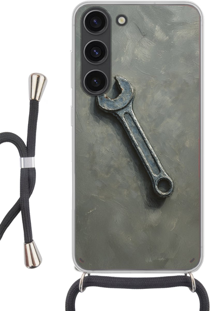 Telefoonhoesje Geschikt voor Samsung Galaxy S23 - Steeksleutel - Schilderij - Gereedschap - Verf - Siliconen - Crossbody - Backcover met Koord - Telefoonhoesje met koord - Hoesje met touw Telefoonhoesje