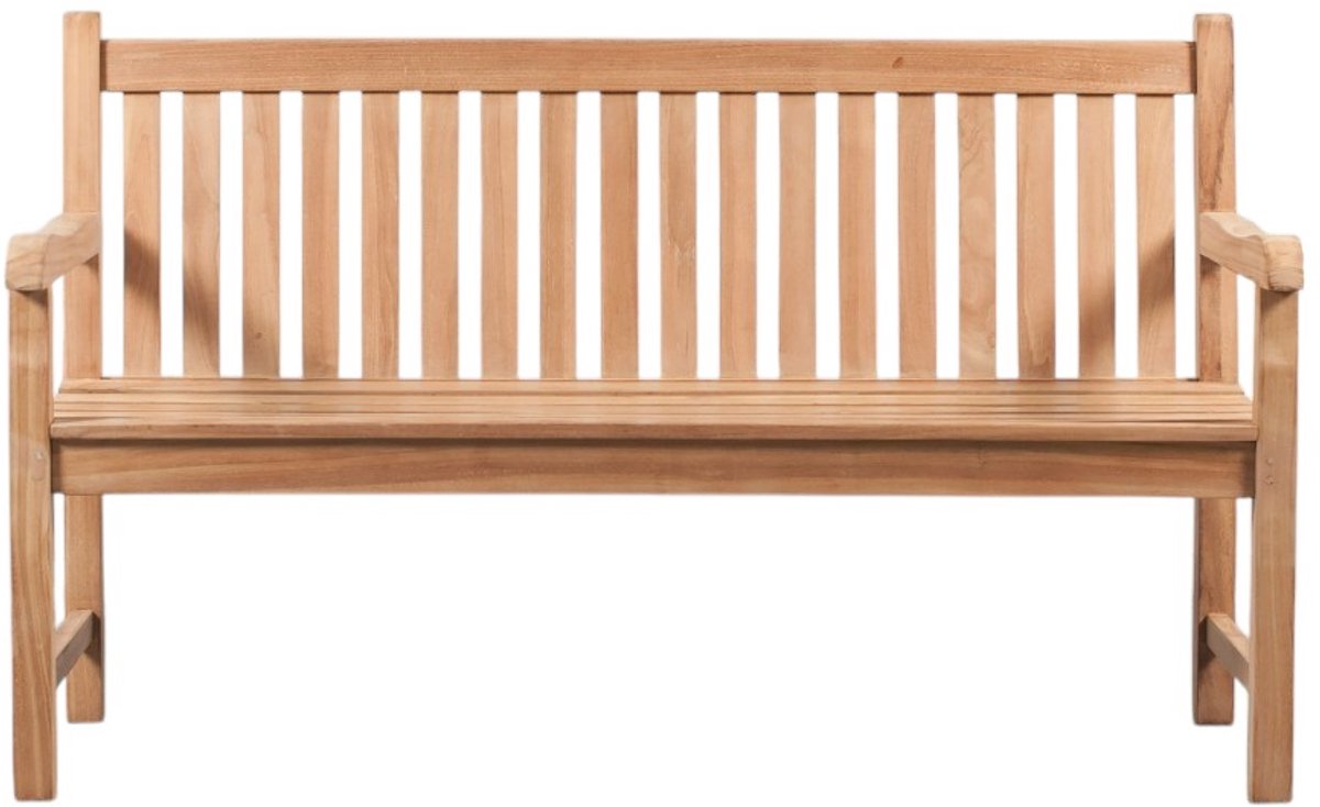 TeakOne - 150cm - Teakhouten tuinbank - Buitenbank teak - Tuinbank massief hout - Houten tuinbank 2-zits - Weerbestendige buitenbank - Balkonbank teak - Tijdloze buitenbank - Duurzame tuinmeubelen - Natuurlijke tuinbank