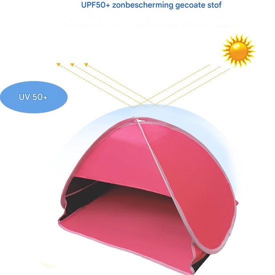 Hoofdsteuntent - Kleine zonneluifel - Draagbare tent met telefoonhouder - Bescherming tegen zon en wind - Opvouwbaar - Geschikt voor buitengebruik op het strand - Rood - 70x50x45 cm - 1 st. van Merkloos — afbeelding 4