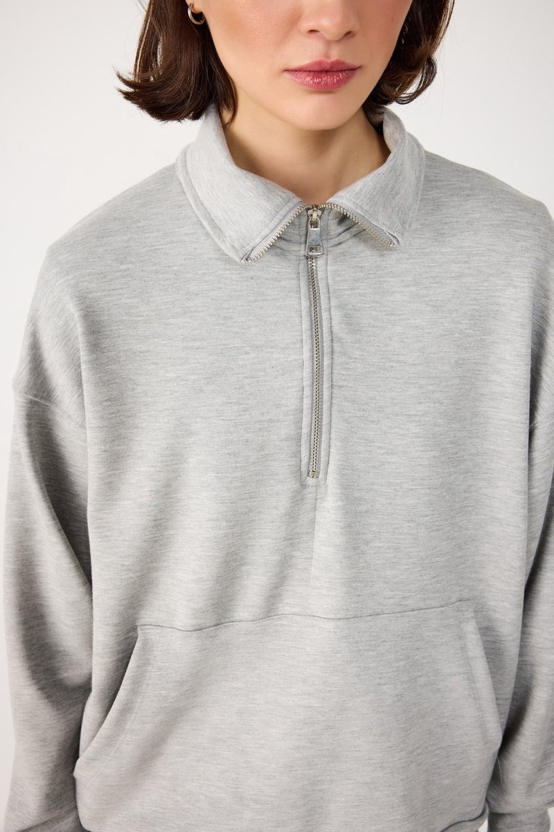 Sweat-shirt en modal à demi-fermeture éclair