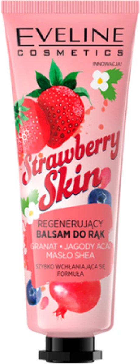 Strawberry Skin Handcrème - Eveline Cosmetics | 1x 50ml - Aardbei - Granaatappel - Acai - Shea butter | Voor Zoet & Zachte Handen