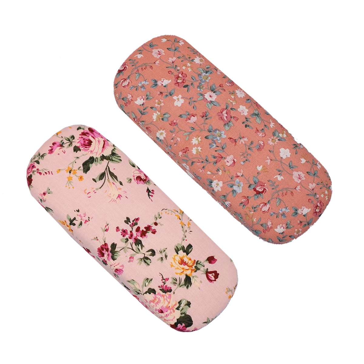 Set van 2 brillenkoker roze met een motief van bloemen