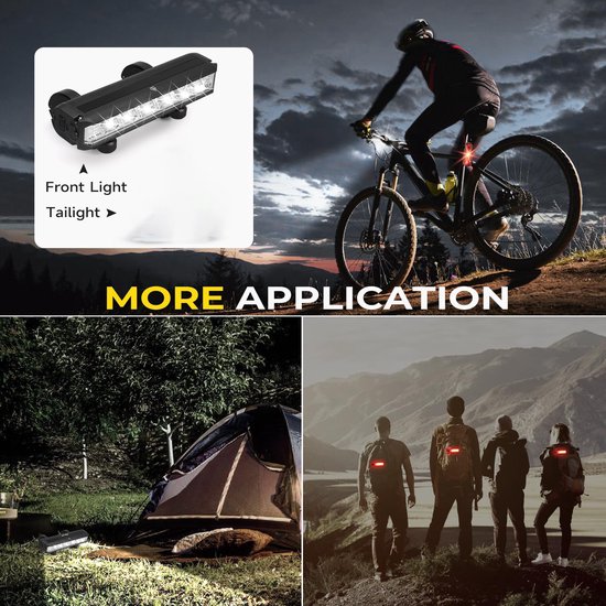 LED Fietsverlichting 1800 Lumen - Fietslamp USB Oplaadbaar - Fietsverlichting met Powerbank - Voorlicht MTB & Racefiets Verlichting - Waterdicht Fietslicht van Merkloos — afbeelding 4
