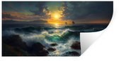 Muurstickers - Sticker Folie - Zee - Zon - Golven - Rotsen - 40x20 cm - Plakfolie - Muurstickers Kinderkamer - Zelfklevend Behang - Zelfklevend behangpapier - Stickerfolie