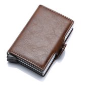 Porte-cartes couleur café - Capacité 12-14 cartes + billets - Porte-cartes extensible - Compatible RFID et NFC - Cuir - Unisexe - 1 pièce