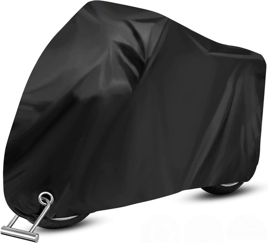 Motorhoes - Beschermhoes voor motoren - Motorhoes - Waterdicht 210D Oxford - Winddicht, stofdicht, uv-bestendig, regenbestendig, vogelpoepdicht - Geschikt voor de meeste motoren en scooters - Zwart - 245 x 105 x 125 cm