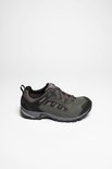 Paar donkergrijze lage wandelschoenen met Gore-Tex, suede en mesh bovenwerk.