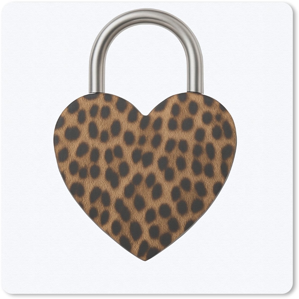 Muismat 20x20 cm - Mousepad Slot - Hartvormig - Bruin - Panterprint - Muismatten