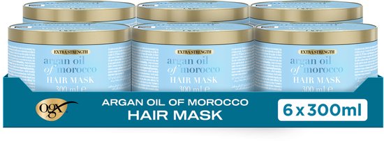OGX Argan Oil of Morocco Extra Kracht - Hydrateert & Herstelt - Voor Droog & Beschadigd Haar - Zijdezacht in 60 Seconden - Sulfaatvrij - 6x300 ml