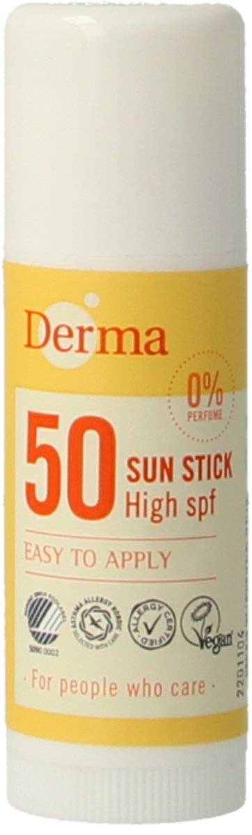 Derma Eco Sun SPF 50 Zonnebrand Stick - 15 ML - Hoge Bescherming - Zonverzorging - Natuurlijke Ingrediënten