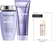 Kérastase Blond Absolu Duo + Cadeau - Neutraliserende Zilvershampoo 250ml & Conditioner 250ml + Glaze Drops 15ml Cadeau – Ontkleurd en gehighlight blond haar