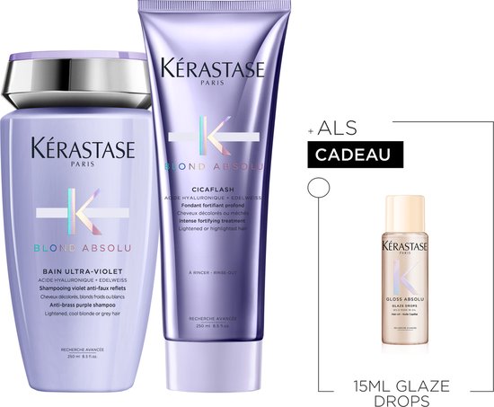 Kérastase Blond Absolu Duo + Cadeau - Shampooing Neutralisant 250 ml & Après-Shampooing 250 ml + Après-Shampooing 75 ml Cadeau - Cheveux blonds décolorés et méchés