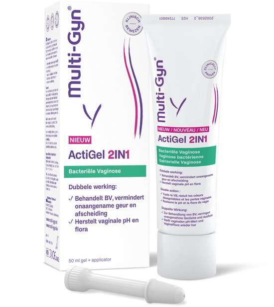 Multi-Gyn Actigel 2 in 1, 50 ml - Vaginale behandeling tegen bacteriele vaginose, Herstelt pH waarde voor Vaginale Gezondheid, Intieme Hygiene tegen vaginale geur, abnormale afscheiding en jeuk, Directe werking, Klinisch bewezen, incl. applicator