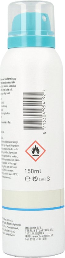 Deoleen 0% Aluminium - Deodorant Sensitive - 24 uur effectieve bescherming - 0% parfum & 0% alcohol - Dermatologisch getest - Anti-witte strepen - 150 ml