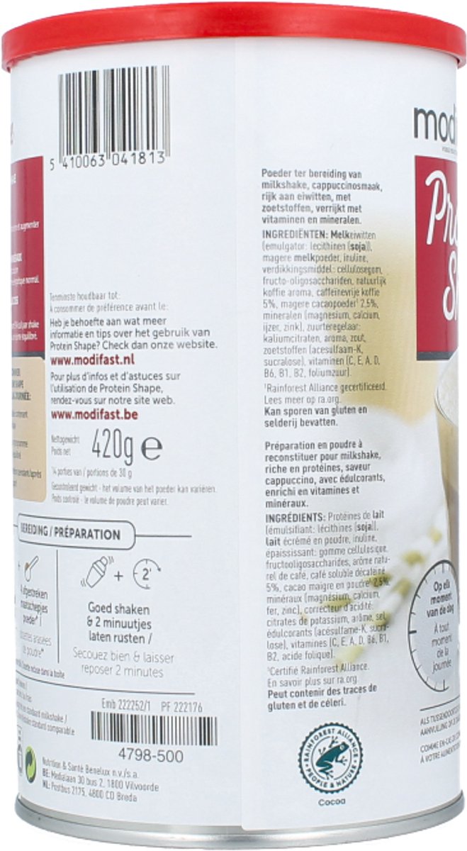 Modifast Protein Shape - Milkshake - Cappuccino - 420 g van Modifast Protein Shape — afbeelding 2