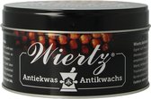 Zwarte blik met 'Wiertz Antiekwas' en afbeelding van nootjes.