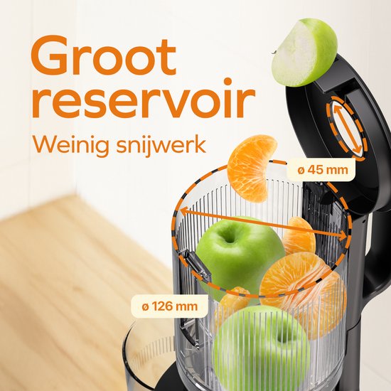 KitchenBrothers Slowjuicer - Verticaal - Juicer - Groenten en Fruitpers - 126 mm - 750 ml - Zwart van KitchenBrothers — afbeelding 4