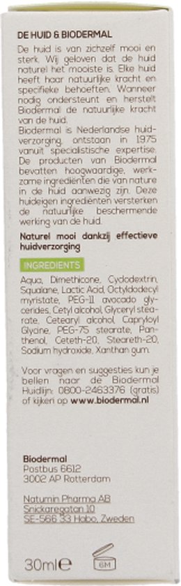 Biodermal Crème bij puistjes en onzuiverheden - Dagcrème – Puistjes crème - 30ml