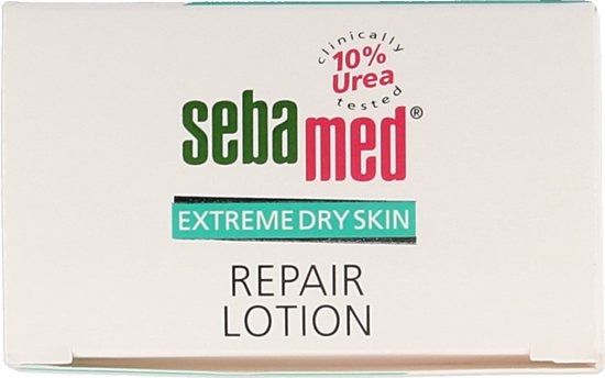 Voorkant van een Sebamed Repair Lotion doosje voor de extreme droge huid.