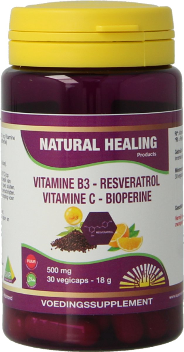 NHP Vit B3 Resveratrol vitamine C bioperine 30 Vegetarische capsules