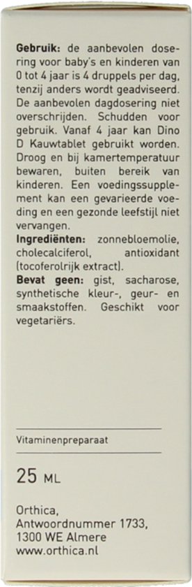 Orthica Dino D Druppels - vitamine D3 voor baby en kind - 25 ml