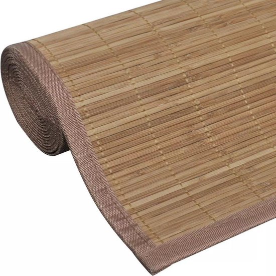 vidaXL Tapis en Bamboe - Marron - 80 x 200 cm - PVC antidérapant - Rebords en polypropylène - Tapis