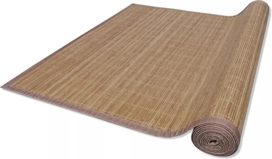 vidaXL Tapis en Bamboe - Marron - 80 x 200 cm - PVC antidérapant - Rebords en polypropylène - Tapis
