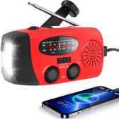 Brixy Noodradio - Radio Met Accu Batterij Voor Noodsituaties - Opwindbaar - Solar - Zaklamp - Powerbank - Rood