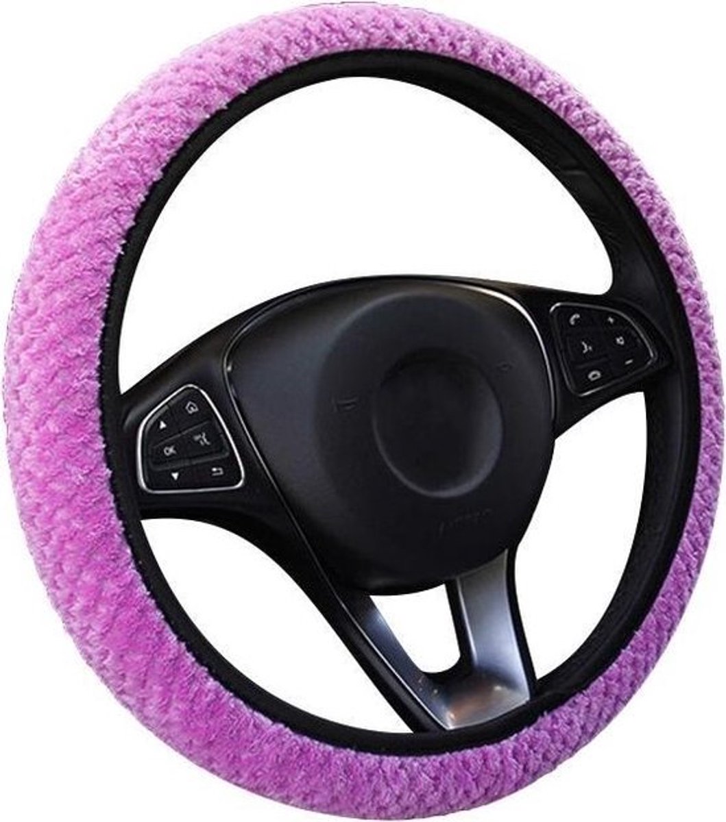 Zachte Stuurhoes Auto 37-38 cm - Paarse Pluche Motief - Kasey Products