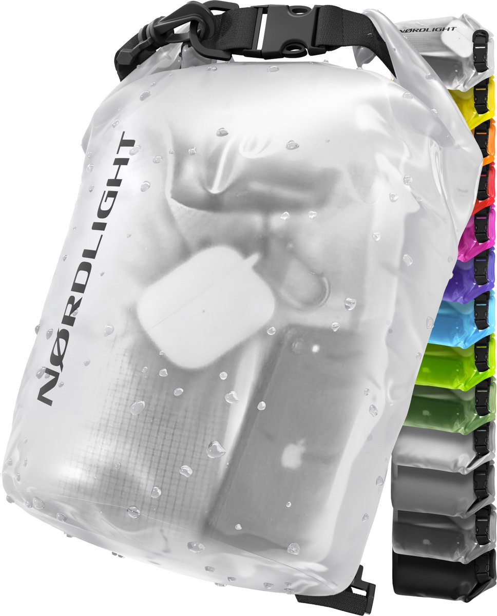 Nordlight Dry Bag en Waterdichte Tas - (2L, Transparant) Waterdichte Pakzak Met Rolsluiting En Schouderriem | Zwemmen, Strand, Kanoën, Stand Up Paddling, Duiken