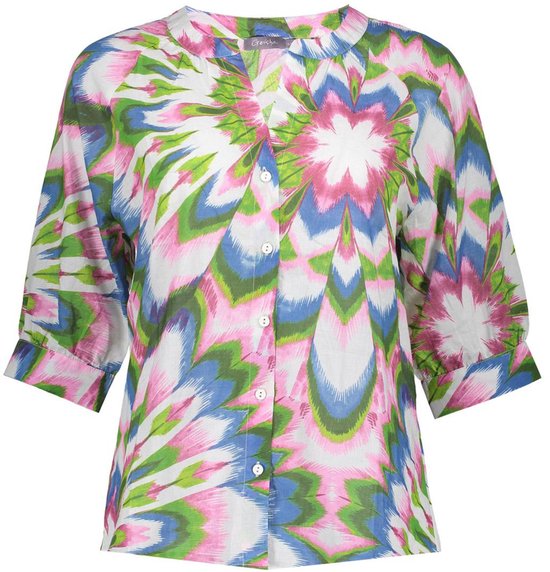 Geisha Blouse Blouse Met V Hals 53471 20 000718 Ecru/lilac/blue Dames Maat - L