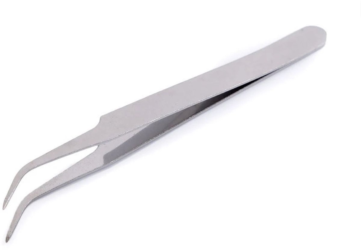 pincet rvs - gebogen punt - spits - 11,5 cm
