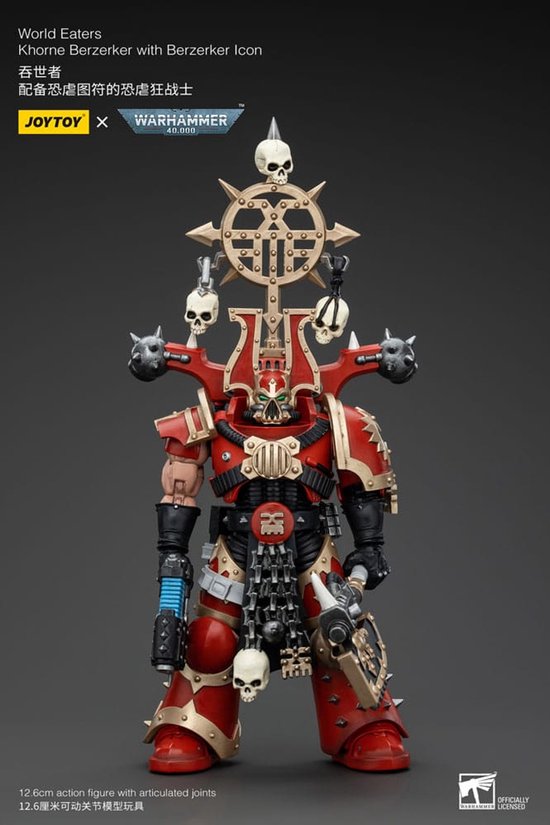Joy Toy (CN) Warhammer 40k Figurine d'action 1/18 World Eaters Khorne Berzerker avec Berzerker lcon Figurine d'action 13 cm