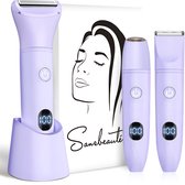 Bol.com 3-in-1 Ladyshave met Display - Gezicht - Oksels - Benen - Bikinilijn - Sansbeauté® - Scheerapparaat Vrouw - Ontharingsap... aanbieding