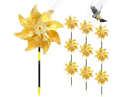 10 Stuks Reflecterende Windmolen - 25*55 cm - Vogelverschrikker - Vogelverjager - Vogelwerende Windmolen - Vogelafweermiddel - Vogelvriendelijk - Tuindecoratie - Geschikt voor Vogelverschrikkers, Balkons, Tuinen, Boomgaarden, Binnenplaatsen - Goud