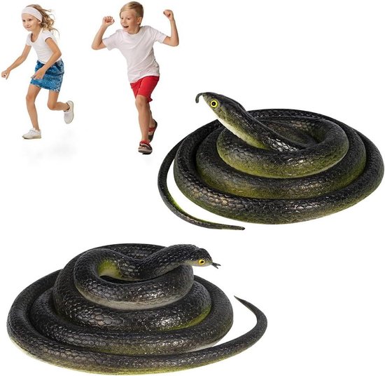 Allecto Plus - Realistische rubberen slang speelgoed set van 2 stuks - 80 cm - stressverminderend speelgoed voor aprilgrappen en Halloween - kunststof slangen - rekwisieten