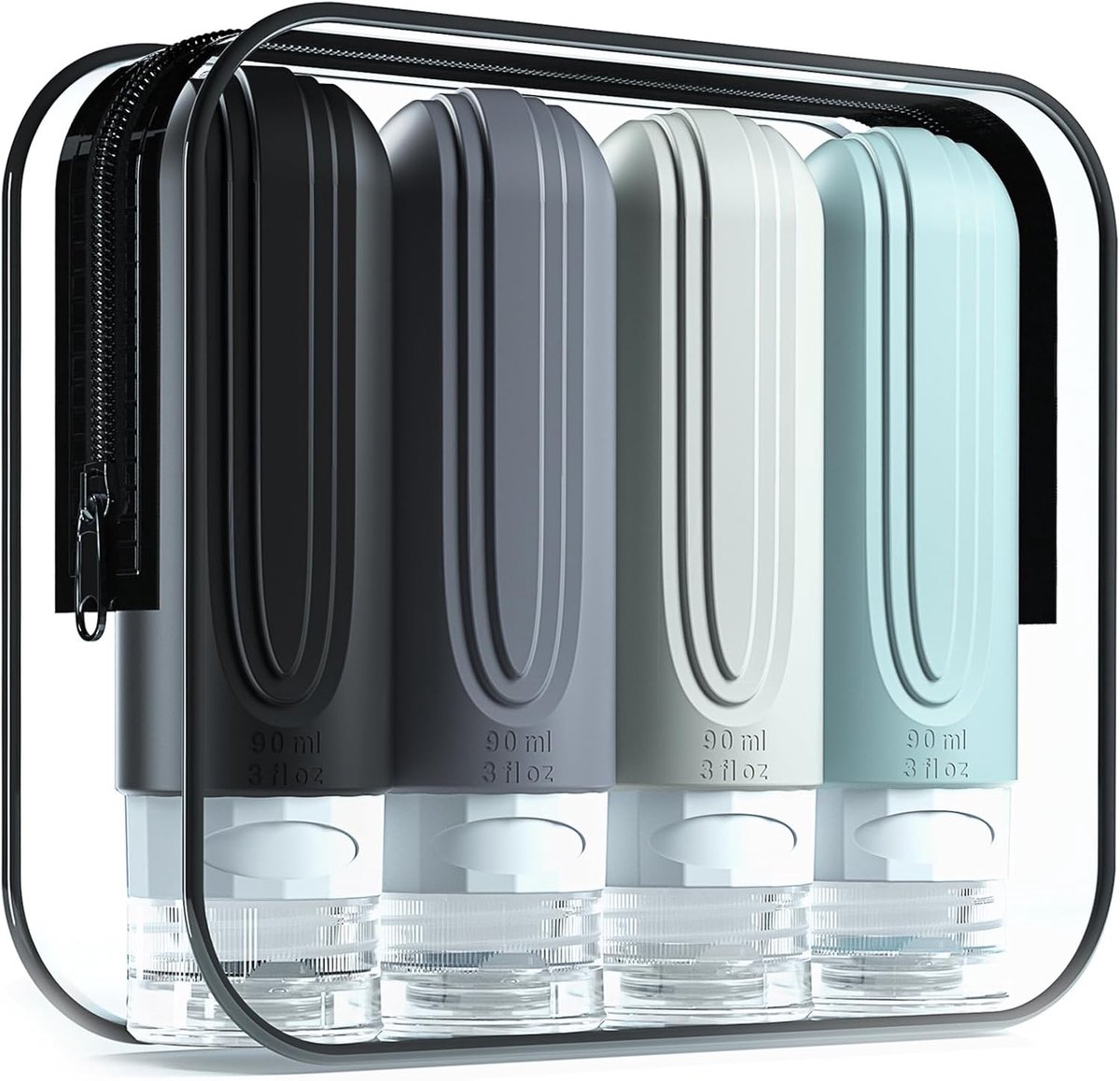 Bodybite - Reisflesjes met Etui - Reisflesjes Handbagage - Reisflesjes 90ml - Reis Flesjes- TUBYGRAY