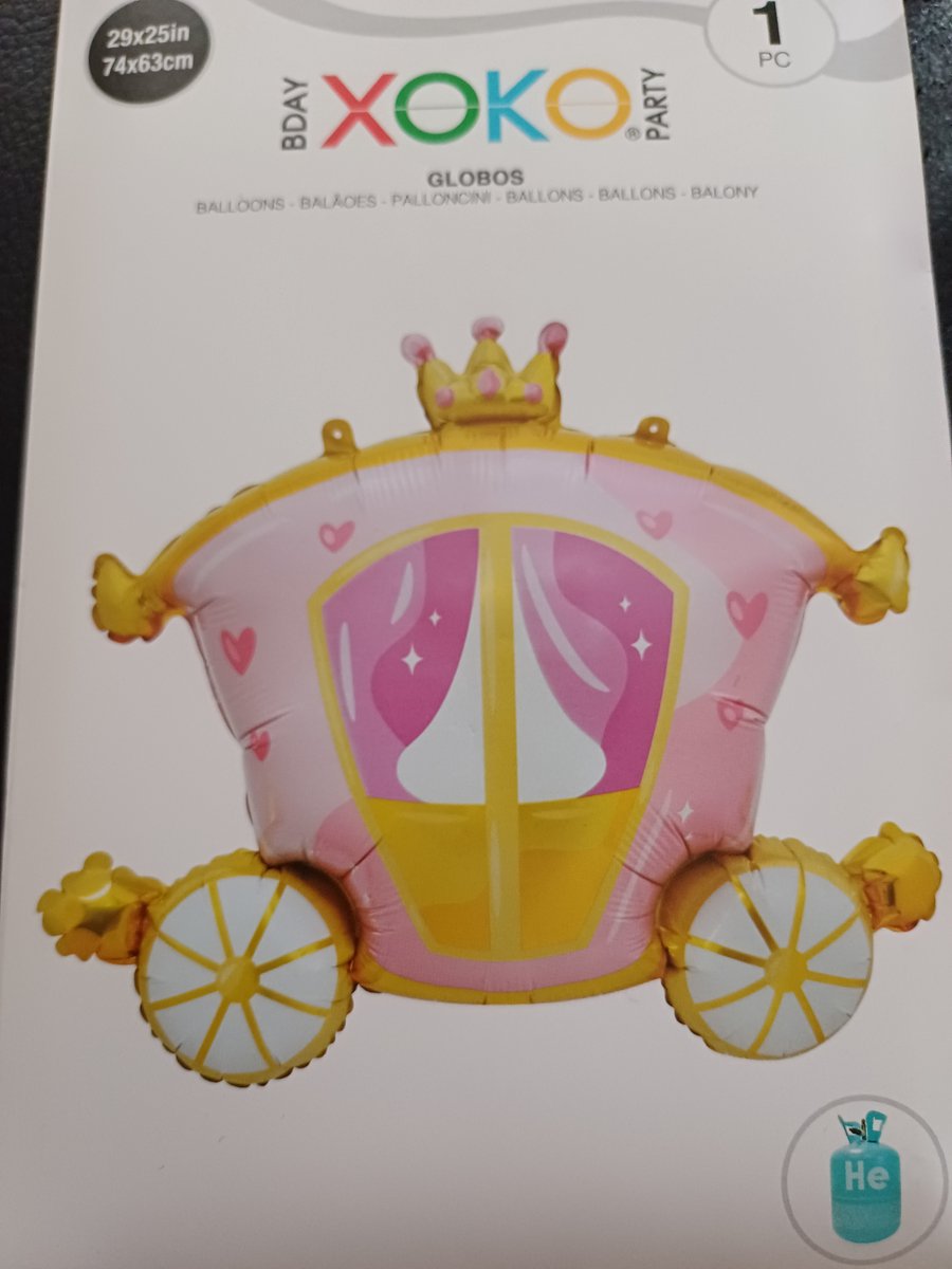 Folieballon rose prinsessenkoets 74x63cm