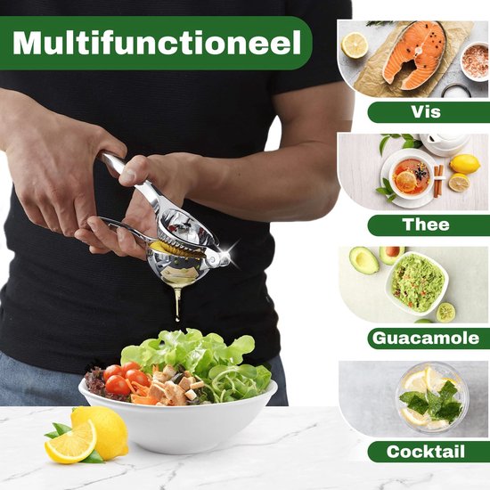 Robuuste Kwaliteit Citroenpers - Limoenpers - Sinaasappelpers - Handmatige Citroenpers - Lemon squeezer - Citrusknijper - Fruitpers - | Zilver van Merkloos — afbeelding 4