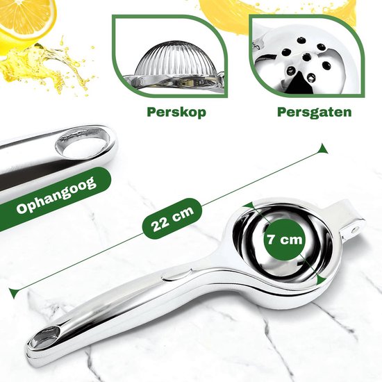 Robuuste Kwaliteit Citroenpers - Limoenpers - Sinaasappelpers - Handmatige Citroenpers - Lemon squeezer - Citrusknijper - Fruitpers - | Zilver van Merkloos — afbeelding 2