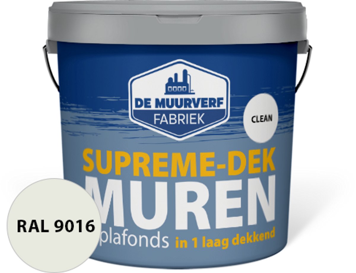 Supreme-dek Clean | RAL 9016 | 10 liter | DE MUURVERFFABRIEK