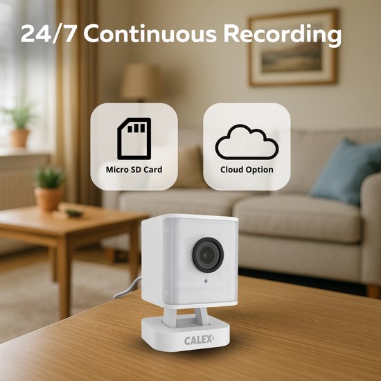 Calex Smart Security Indoor Camera - Beveiligingscamera met bewegingsdetectie & Spotlight - 2K (full HD) - Wit - Duopack — afbeelding 3
