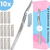 Kitian Premium Dermaplaning Gezicht - Wenkbrauw Mesje - Gezichts Scheermesjes voor Vrouwen - Facial & Eyebrow Razor - Zilver 10x