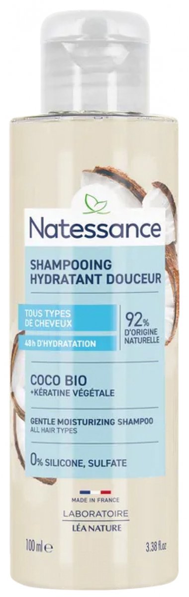 Natessance Kokosnoot en Plantaardige Keratine Shampoo 100 ml