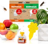 Super Ninja Fruitvliegjes Vanger Bundel - 2 Fruitvliegjes vallen en 10 Gele Stickers - Zeer Effectieve en Ecologische Insectenval om Fruitvliegjes en Rouwvliegjes te Bestrijden